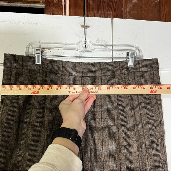 Babaton Aritzia Cohen Pants Pleated Glen Plaid CASHMERE Check Tan Size 16 Career - Picture 5 of 11